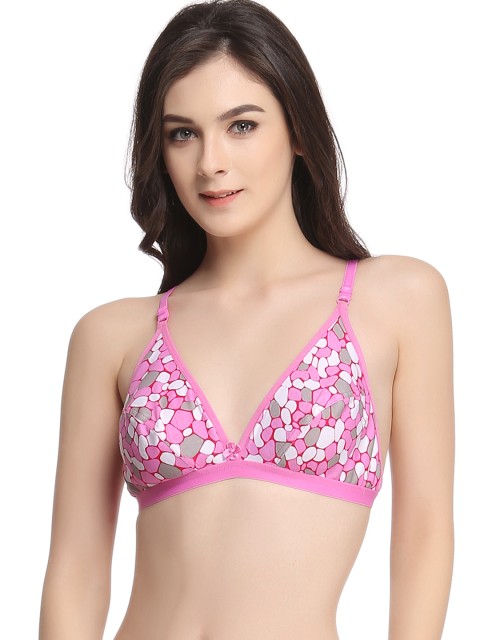 

Clovia Pink Printed Full-Coverage Bra BR0406P1140B