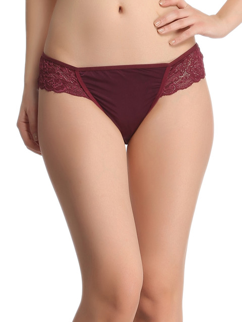 

Clovia Maroon Lace Briefs PN0499P15XL