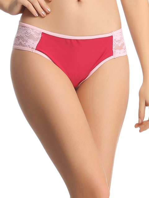 

Clovia Women Red & Pink Lace Briefs PN0527P