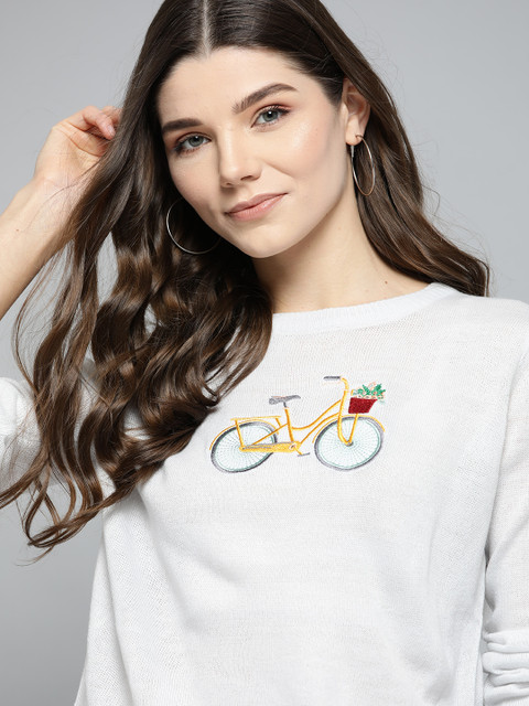 

Mast & Harbour Women White Solid Acrylic Pullover Sweater