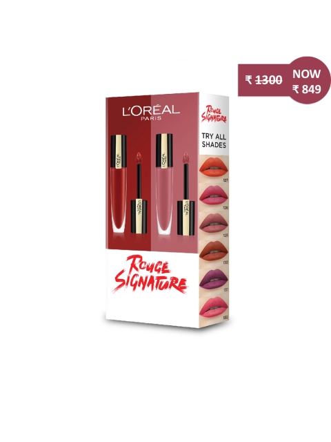 

L'Oreal Paris Set of 2 Rouge Signature Matte Liquid Lipsticks, Red