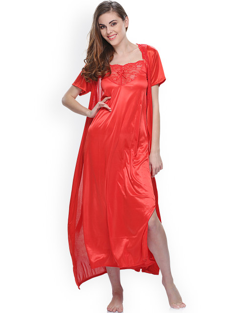 

Clovia Women Red Nightdress Set NSM276G04O