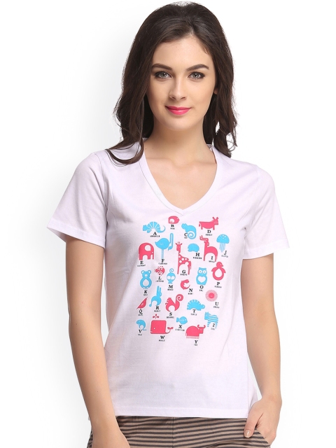

Clovia White Printed Lounge Top LT0060P18XL