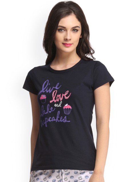 

Clovia Blue Printed Lounge Top LT0070A08XL