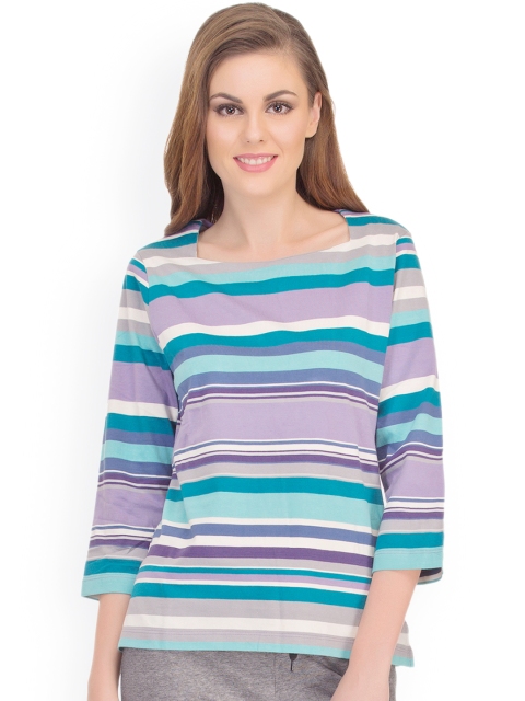 

Clovia Multicoloured Striped Lounge Top LT0104P03XL, Multi