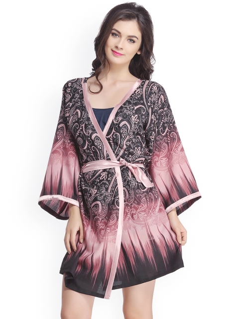 

Clovia Black & Pink Printed Robe NS0475P15XL
