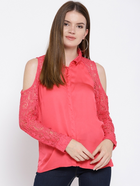 

Vero Moda Pink Lace Cold Shoulder Shirt