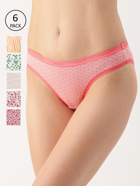 

Amante Women Pack of 6 Printed Briefs, Yellow
