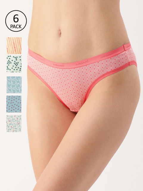 

Amante Women Pack of 6 Printed Briefs, Off white