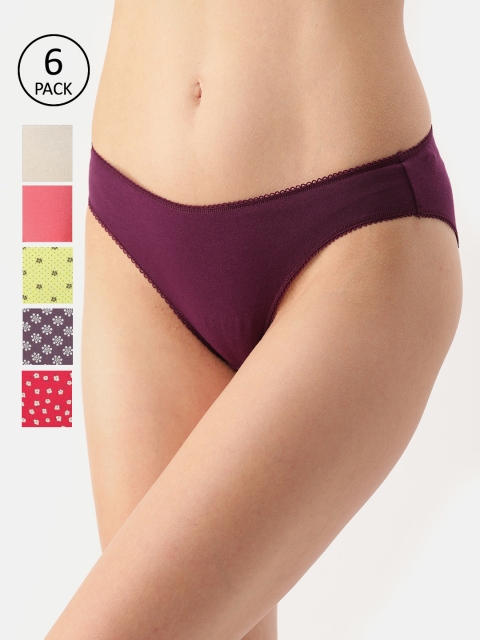 

Amante Women Pack of 6 Printed Bikini Briefs, Pink