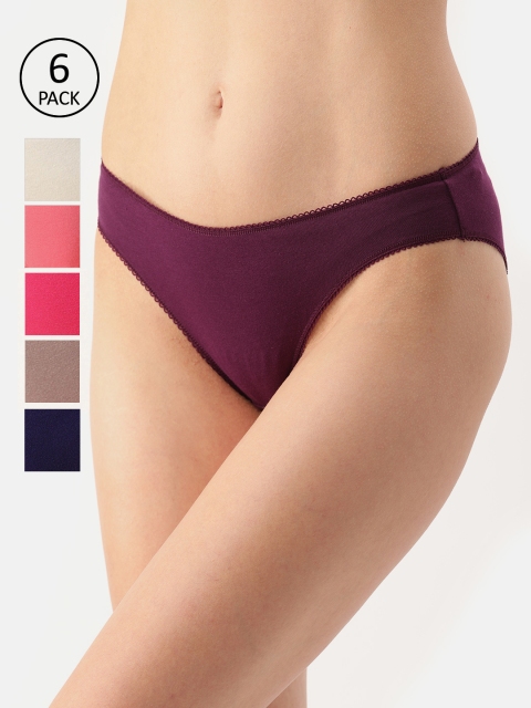 

Amante Women Pack of 6 Solid Low Rise Bikini Briefs, Brown