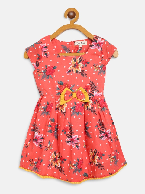 

Bella Moda Girls Orange & Green Floral Print A-Line Dress