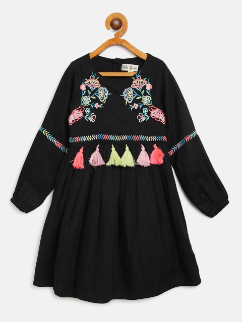 

Bella Moda Girls Black Embroidered A-Line Dress