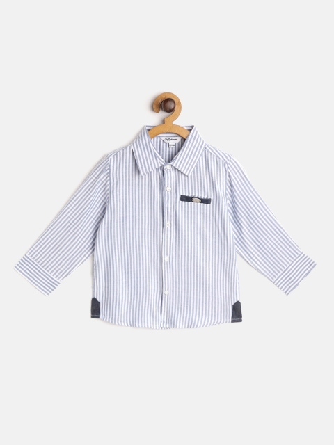 

TOFFY HOUSE Boys Blue & White Regular Fit Striped Casual Shirt