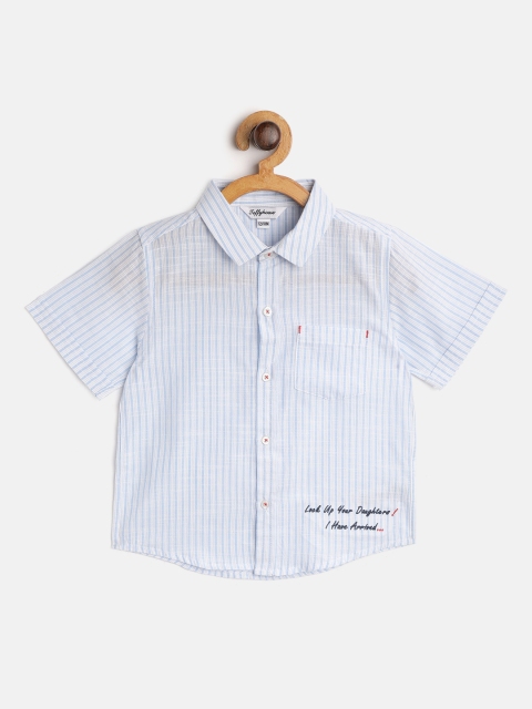 

TOFFY HOUSE Boys Blue & White Regular Fit Striped Casual Shirt