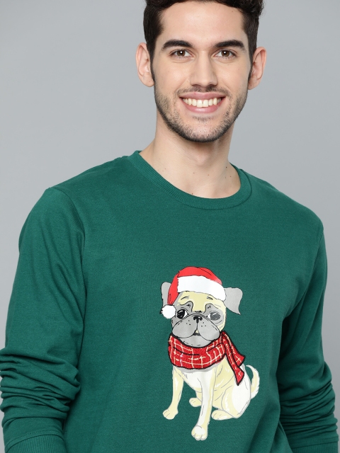 

Mast & Harbour Men Green Printed Sweatshirt