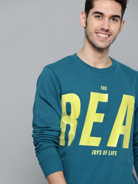 

Mast & Harbour Men Blue & Yellow Printed Sweatshirt, Navy blue