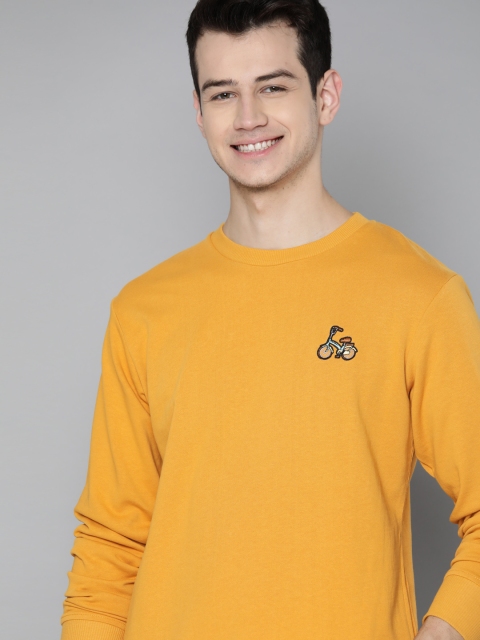 

Mast & Harbour Men Mustard Yellow Solid Sweatshirt