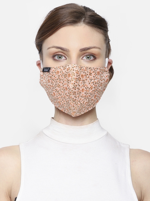 

Anekaant Women Printed 3-Ply Anti-Dust Reusable Cloth Masks, Peach