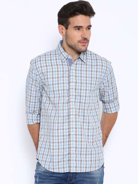 

Urban Nomad Blue & Off-White Checked Slim Fit Casual Shirt