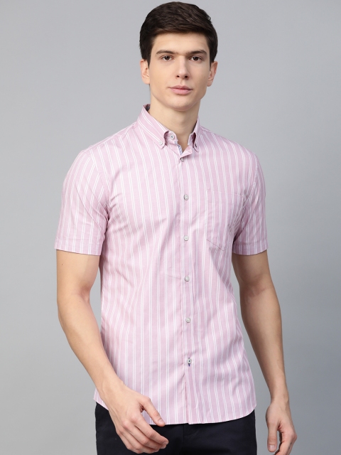 

Marks & Spencer Men Pink & White Regular Fit Striped Casual Shirt