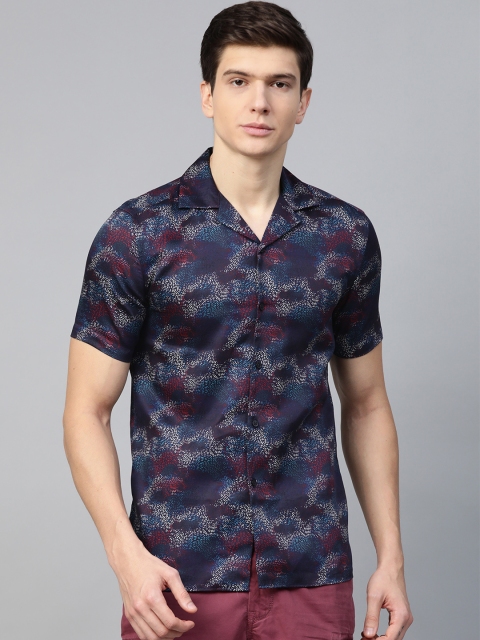 

Marks & Spencer Men Navy Blue & Maroon Regular Fit Printed Casual Shirt