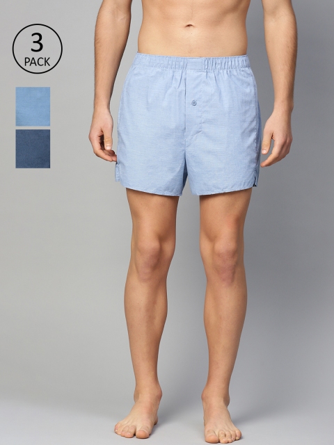 

Marks & Spencer Men Pack of 3 Solid Pure Cotton Boxers T143792, Blue