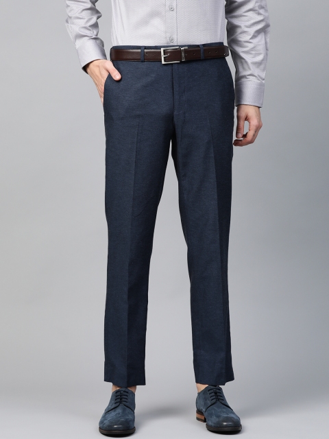 

Marks & Spencer Men Navy Blue Regular Fit Solid Formal Trousers