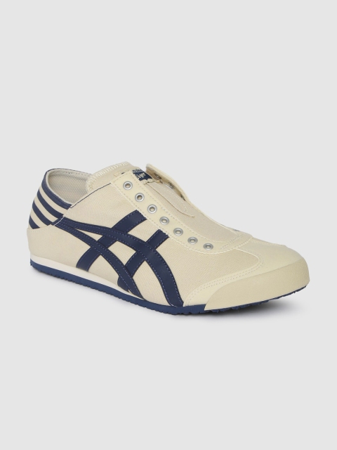 

Onitsuka Tiger Unisex Beige & Navy Blue Striped Mexico 66 Paraty Sneakers