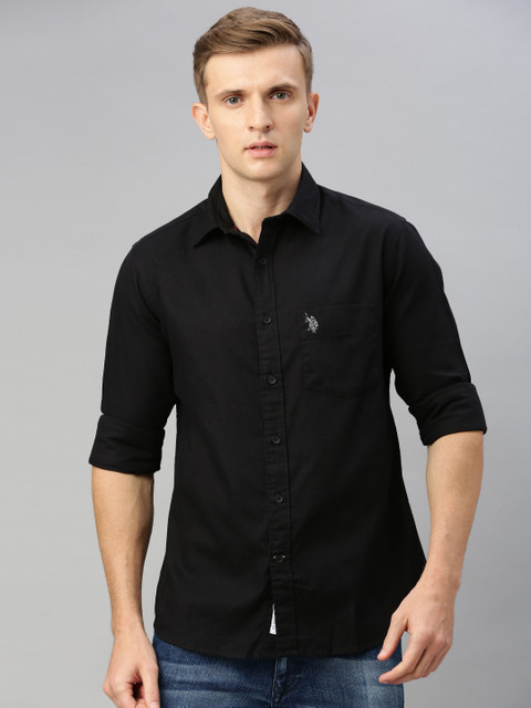 

U.S. Polo Assn. Men Black Tailored Fit Solid Casual Shirt