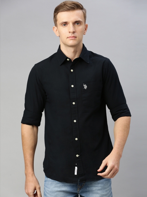 

U.S. Polo Assn. Men Black Tailored Fit Solid Casual Shirt