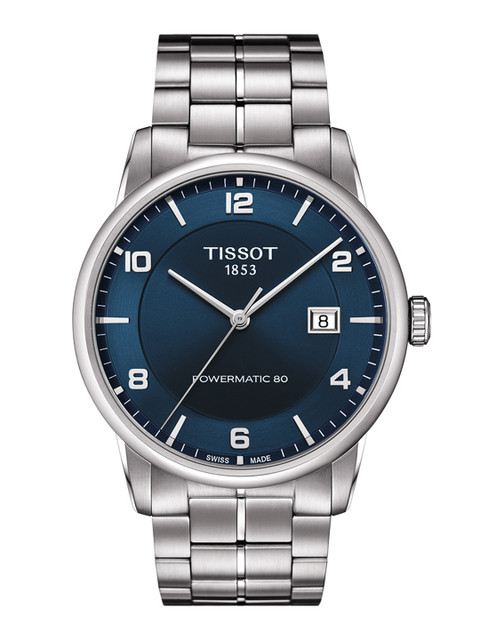 

TISSOT Men Navy Blue Luxury Powermatic 80 Swiss Made Analogue Watch T0864071104700
