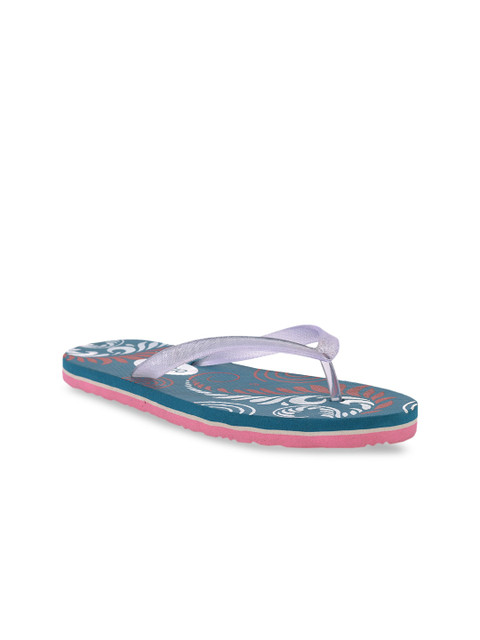 

SALARIO Women Blue & Purple Printed Thong Flip-Flops
