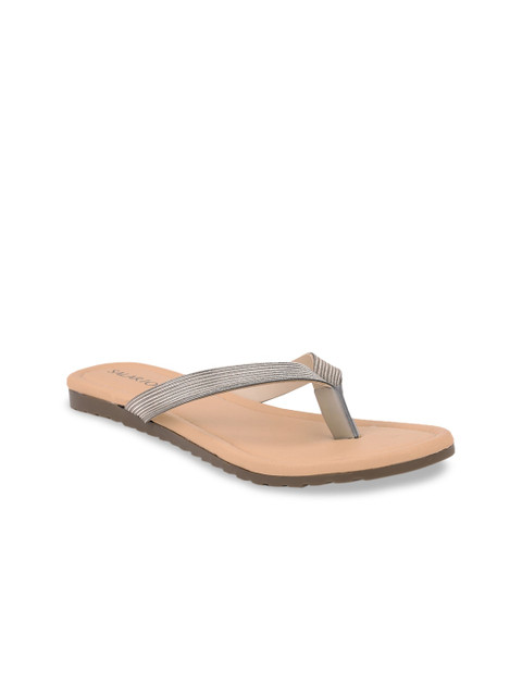 

SALARIO Women Beige Solid PU Open Toe Flats