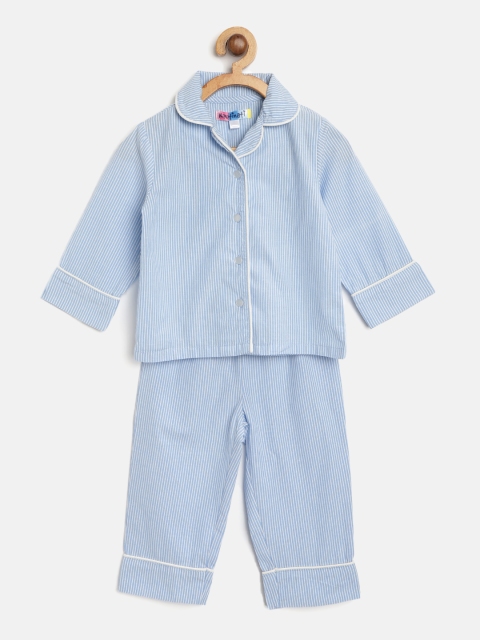 

Nauti Nati Girls Blue & White Striped Night suit