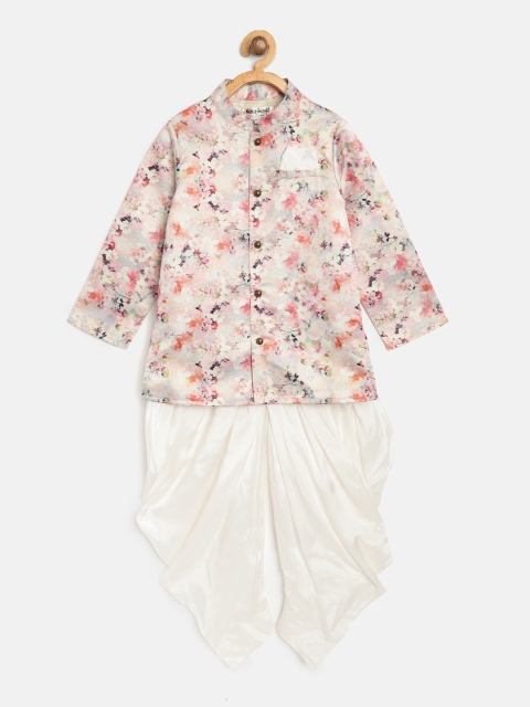 

Nauti Nati Boys Peach-Coloured & Off-White Floral Print Kurta with Dhoti Pants