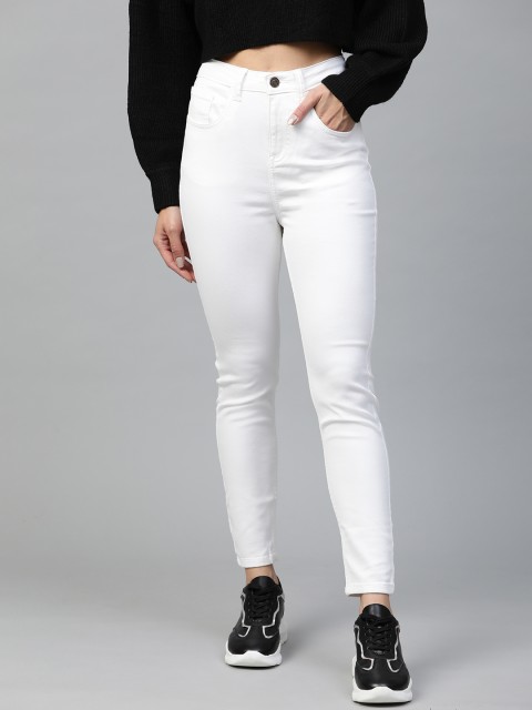 

Metronaut Women White Skinny Fit High-Rise Clean Look Stretchable Jeans