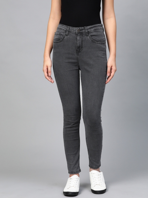 

Metronaut Women Charcoal Grey Skinny Fit Mid-Rise Clean Look Jeans