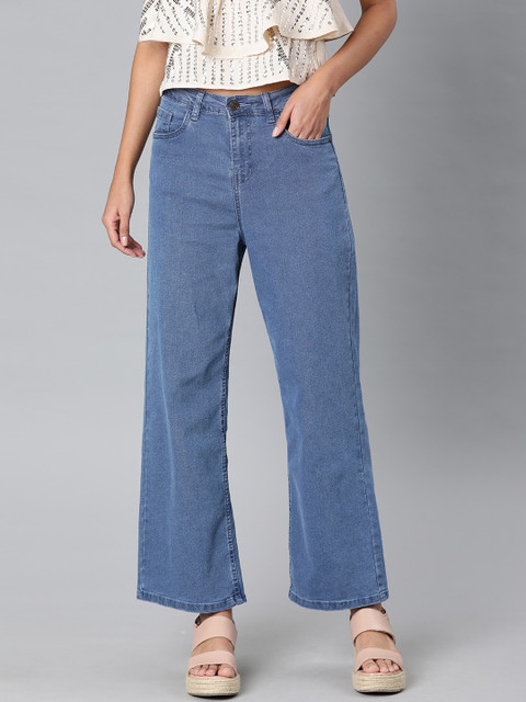 

Metronaut Women Blue Wide Leg High-Rise Clean Look Stretchable Jeans