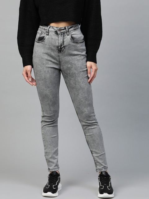 

Metronaut Women Grey Washed Skinny Fit High-Rise Clean Look Stretchable Jeans