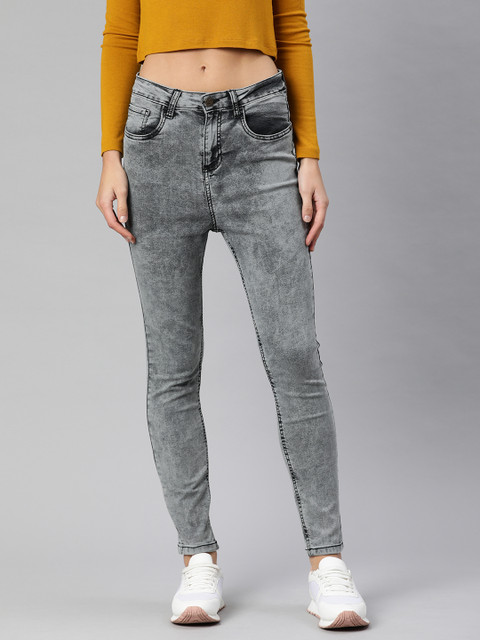 

Metronaut Women Grey Skinny Fit Low-Rise Clean Look Stretchable Jeans