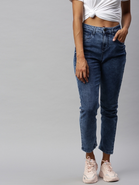 

Metronaut Women Blue Skinny Fit High-Rise Clean Look Stretchable Cropped Jeans