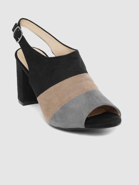 

Roadster Women Black & Beige Colourblocked Heels