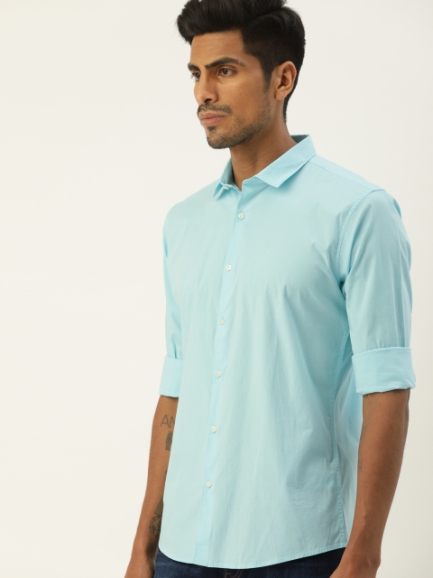 

ether Men Blue Regular Fit Solid Casual Shirt