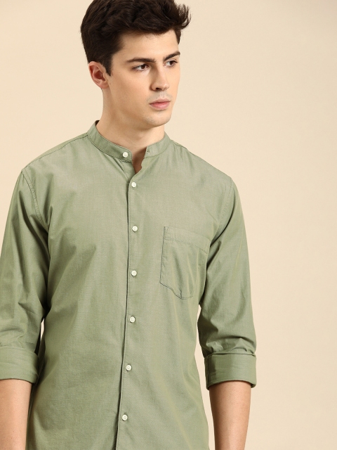 

ether Men Olive Green Regular Fit Solid Casual Shirt