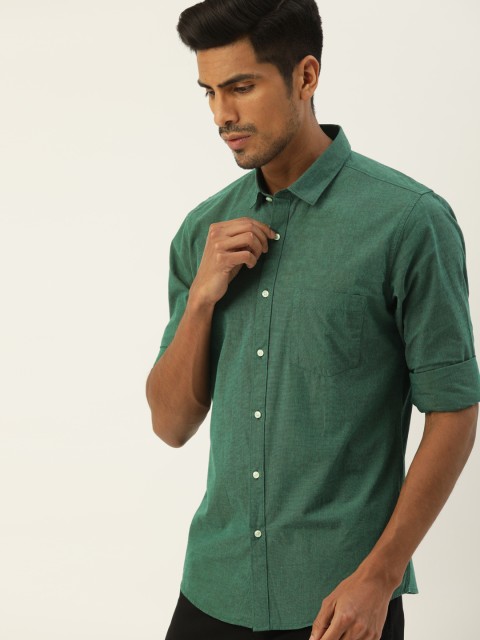 

ether Men Green Regular Fit Solid Casual Shirt