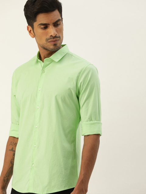 

ether Men Green Regular Fit Solid Casual Shirt