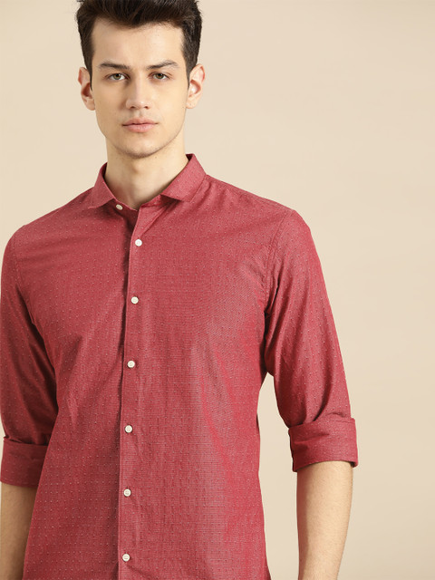 

ether Men Red Regular Fit Self-Design Casual Shirt