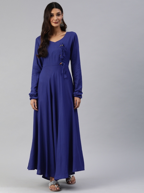 

Swishchick Women Blue Solid Maxi Dress