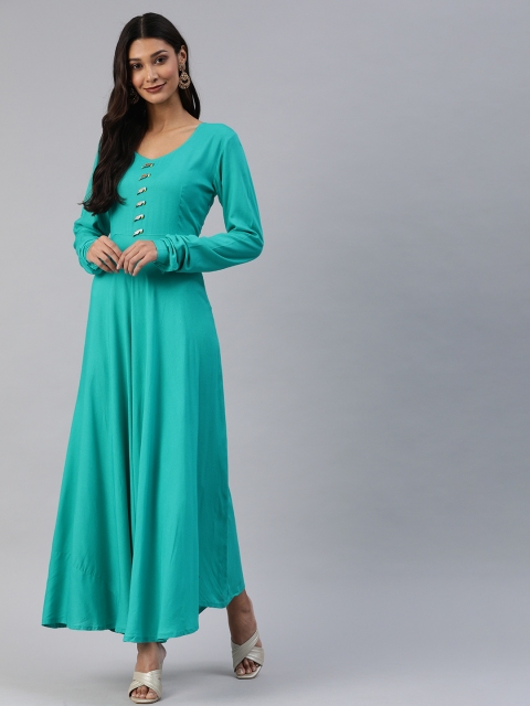 

Swishchick Women Sea Green Solid Maxi Dress